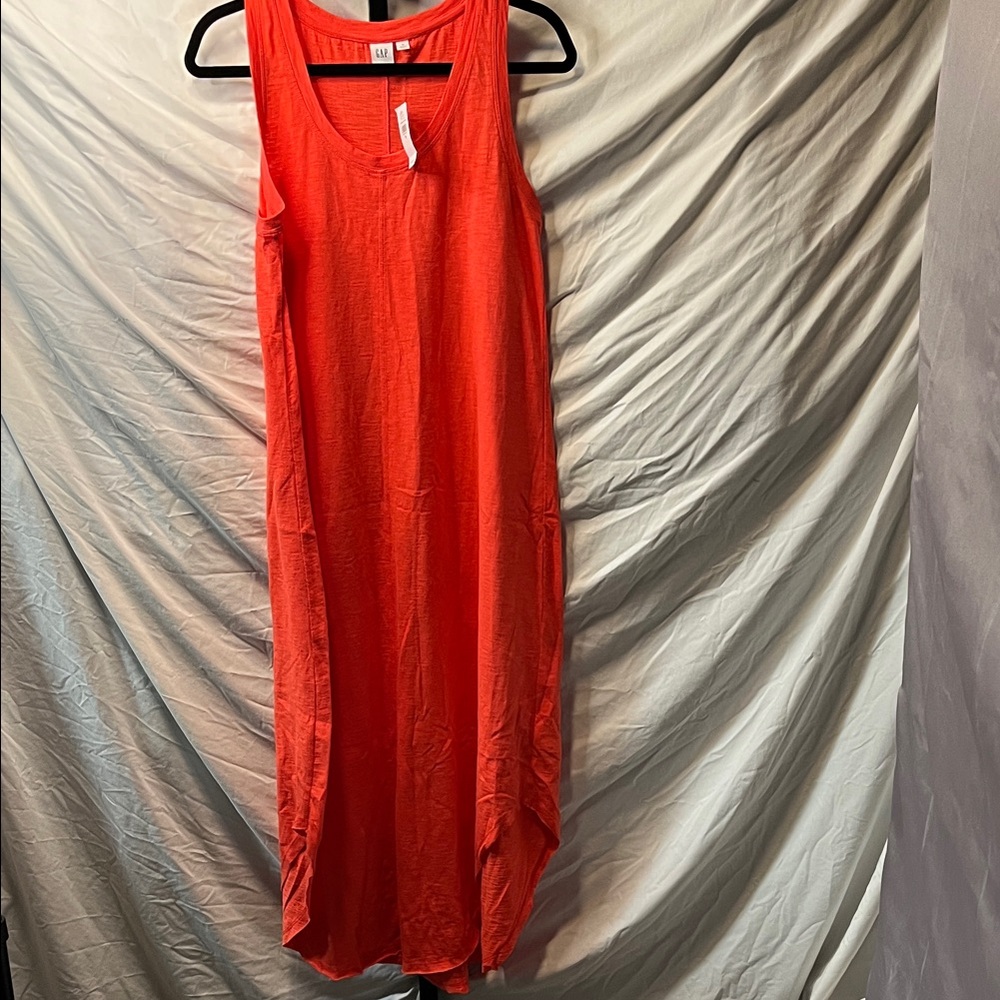 GAP Sleeveless Maxi Dress in Bright Coral Red